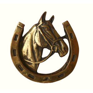 Vintage Brass Horse & Horseshoe Door Knocker England